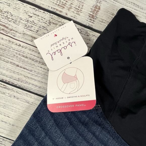 Isabel Maternity Denim Jean Bermuda Shorts sz 4/27 9" Inseam Crossover Panel - Picture 4 of 9